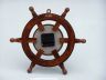 Deluxe Class Wood and Antique Brass Ship Steering Wheel Clock 12 - 7