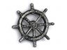 Antique Silver Cast Iron Ship Wheel Bottle Opener 3.75 - 1