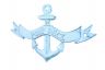  Dark Blue Whitewashed Cast Iron Poop Deck Anchor Sign 8 - 1
