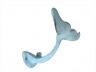 Rustic Dark Blue Whitewashed Cast Iron Decorative Whale Tail Hook 5 - 1