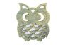Antique Seaworn Bronze Cast Iron Owl Trivet 8 - 3