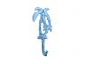 Rustic Dark Blue Whitewashed Cast Iron Palm Tree Hook 7 - 4