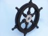Deluxe Class Wood and Chrome Decorative Pirate Ship Steering Wheel 12 - 4