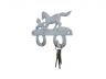 Whitewashed Cast Iron Running Horses with Decorative Metal Horseshoe Wall Hooks 5.5 - 3