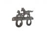 Cast Iron Running Horses with Decorative Metal Horseshoe Wall Hooks 5.5 - 2