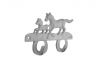 Whitewashed Cast Iron Running Horses with Decorative Metal Horseshoe Wall Hooks 5.5 - 1