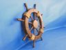 Rustic Wood Finish Decorative Ship Wheel 18 - 4
