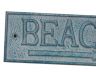 Light Blue Whitewashed Cast Iron Beach Sign 9 - 3