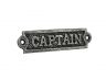 Antique Silver Cast Iron Captain Sign 6 - 1