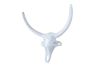 Whitewashed Cast Iron Bull Head Skull Decorative Metal Wall Hooks 6 - 2