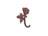 Rustic Red Whitewashed Cast Iron Long Stem Rose Decorative Metal Wall Hook 5.5 - 1