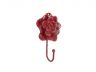 Red Whitewashed Cast Iron Decorative Rose Hook 7 - 1