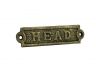 Antique Gold Cast Iron Head Sign 6 - 1