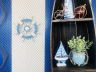 Rustic Light Blue And White Decorative Ship Wheel With Seashell 12 - 1
