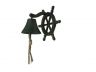 Antique Seaworn Bronze Cast Iron Hanging Ship Wheel Bell 7 - 4