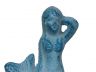 Light Blue Whitewashed Cast Iron Sitting Mermaid 3 - 3