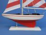 Wooden Red Striped Pacific Sailer Model Sailboat Decoration 17 - 2