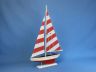 Wooden Red Striped Pacific Sailer Model Sailboat Decoration 25 - 2