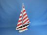 Wooden Red Striped Pacific Sailer Model Sailboat Decoration 25 - 1