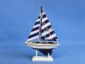 Wooden Blue Striped Pacific Sailer Model Sailboat Decoration 9 - 4