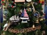 Wooden USA Flag Sailboat Model Christmas Tree Ornament - 1