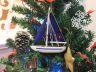 Wooden Blue Sailboat with Blue Sails Christmas Tree Ornament 9 - 1