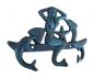 Seaworn Blue Cast Iron Wall Mounted Mermaid with Dolphin Hooks 9 - 1