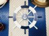 Dark Blue and White Decorative Ship Wheel with Anchor 18 - 1