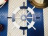 Dark Blue and White Decorative Ship Wheel with Sailboat 18 - 1