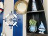 Dark Blue and White Decorative Ship Wheel with Seagull and Lifering 18 - 2