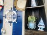 Dark Blue and White Decorative Ship Wheel with Sea Shell 18 - 2