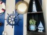 Dark Blue Decorative Ship Wheel with Sailboat 18 - 2