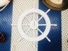 White Decorative Ship Wheel with Sailboat 18 - 1