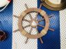 Rustic Wood Finish Decorative Ship Wheel with Sailboat 18 - 1