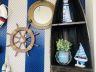 Rustic Wood Finish Decorative Ship Wheel with Sailboat 18 - 2