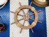 Rustic Wood Finish Decorative Ship Wheel with Seagull and Lifering 18 - 1