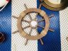 Rustic Wood Finish Decorative Ship Wheel with Seashell 18 - 1