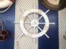 Rustic White Decorative Ship Wheel with Sailboat 18 - 1