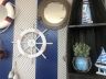 Rustic White Decorative Ship Wheel with Sailboat 18 - 2
