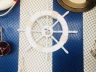 Rustic White Decorative Ship Wheel with Seagull and Lifering 18 - 1