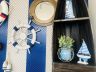 Rustic White Decorative Ship Wheel with Dark Blue Rope 18 - 2