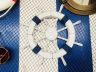 Rustic White Decorative Ship Wheel with Dark Blue Rope and Anchor 18 - 1