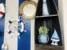 Rustic White Decorative Ship Wheel with Dark Blue Rope and Seagull 18 - 2