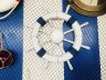 Rustic White Decorative Ship Wheel with Dark Blue Rope and Shell 18 - 1