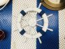 Rustic White Decorative Ship Wheel with Dark Blue Rope and Starfish 18 - 1