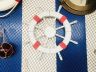 Rustic White Decorative Ship Wheel with Red Rope 18 - 1