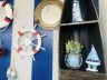 Rustic White Decorative Ship Wheel with Red Rope and Anchor 18 - 2