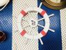 Rustic White Decorative Ship Wheel with Red Rope and Seagull 18 - 1