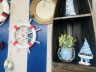 Rustic White Decorative Ship Wheel with Red Rope and Seagull 18 - 2