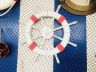 Rustic White Decorative Ship Wheel with Red Rope and Starfish 18 - 1